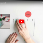 screenshot of a youtube video preview showing hands that move cut-outs over a white background. on the left it says "How it looks like in the lab" and a green (electrophoresis) plastic chamber is shown